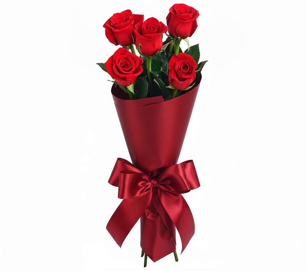 Букет 5 Красных роз Эдлесс Лав в Сосновке
