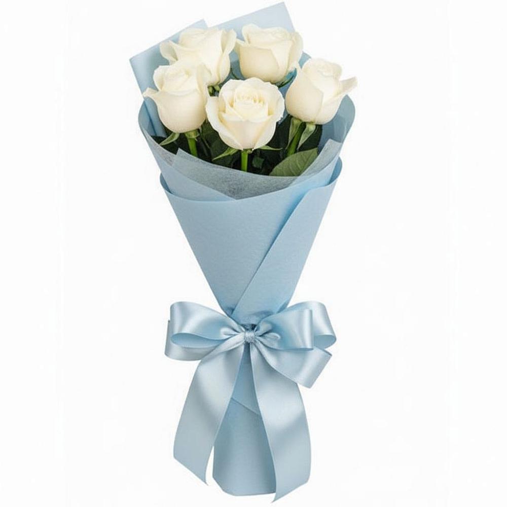 Букет 5 Белых роз Проуд в Сосновке