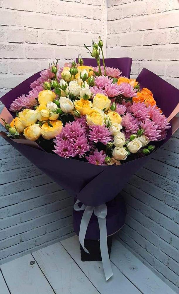 Букет цветов из: Хризантемы и Розы в Сосновке